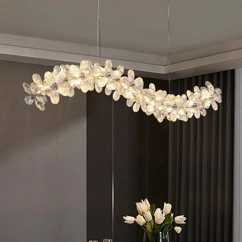 Zynella Luxury Chrome Petal LED Crystal Chandelier