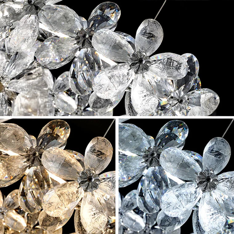 Zynella Luxury Chrome Petal LED Crystal Chandelier