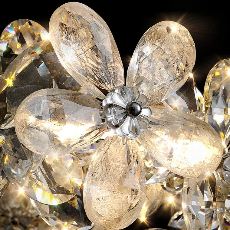 Zynella Luxury Chrome Petal LED Crystal Chandelier