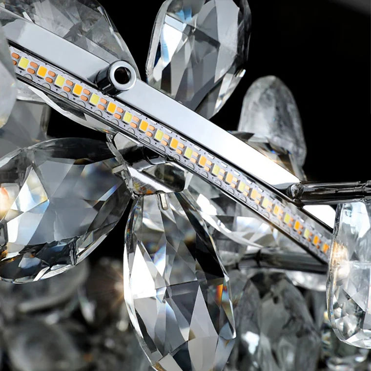 Zynella Luxury Chrome Petal LED Crystal Chandelier