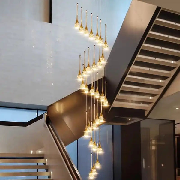 Zynella Cascade:Grand Crystal Staircase & Foyer Chandelier