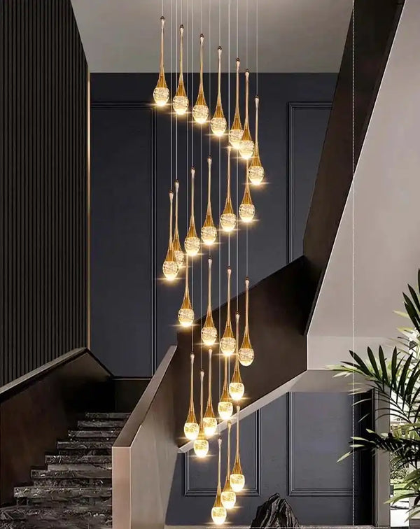 Zynella Cascade:Grand Crystal Staircase & Foyer Chandelier
