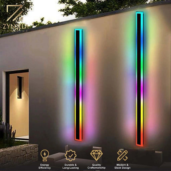 Zynella Chroma: Smart WiFi RGB Linear Outdoor Sconce (IP65 Waterproof)