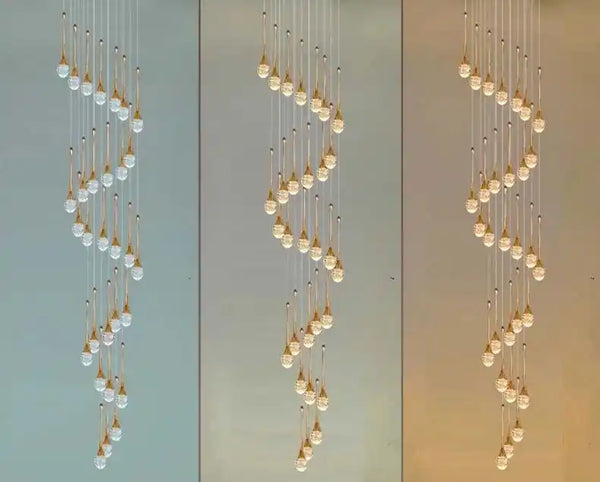 Zynella Cascade:Grand Crystal Staircase & Foyer Chandelier