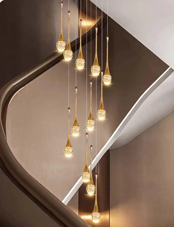 Zynella Cascade:Grand Crystal Staircase & Foyer Chandelier