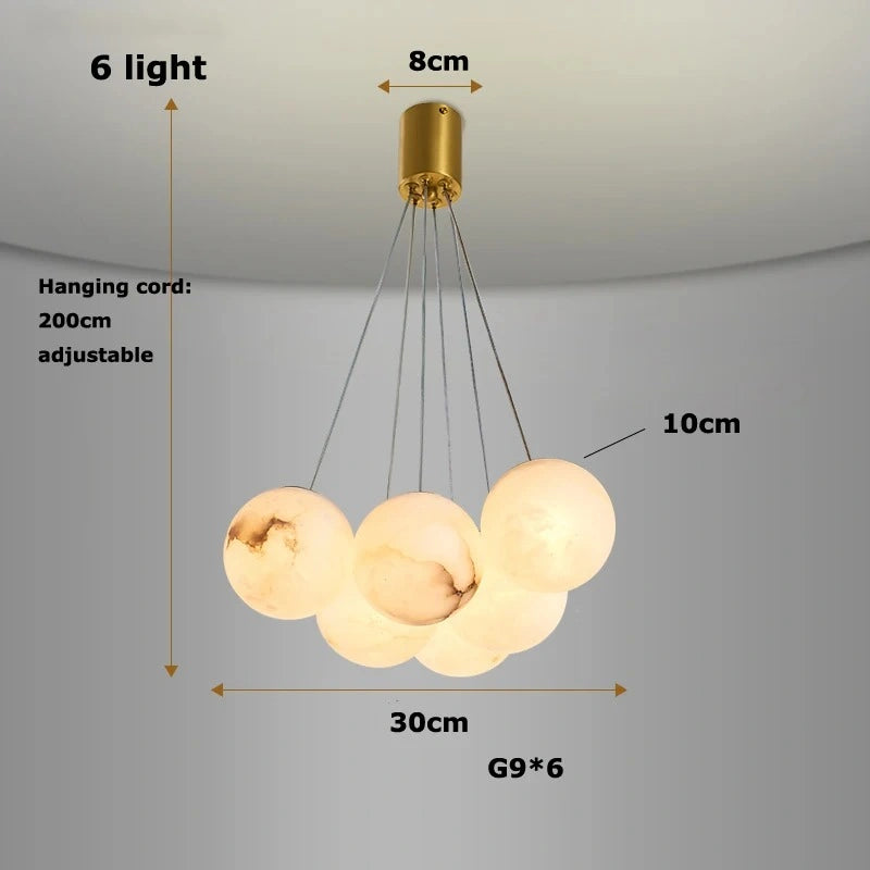 Zynella Marble Round Ball Marble Pendant Light