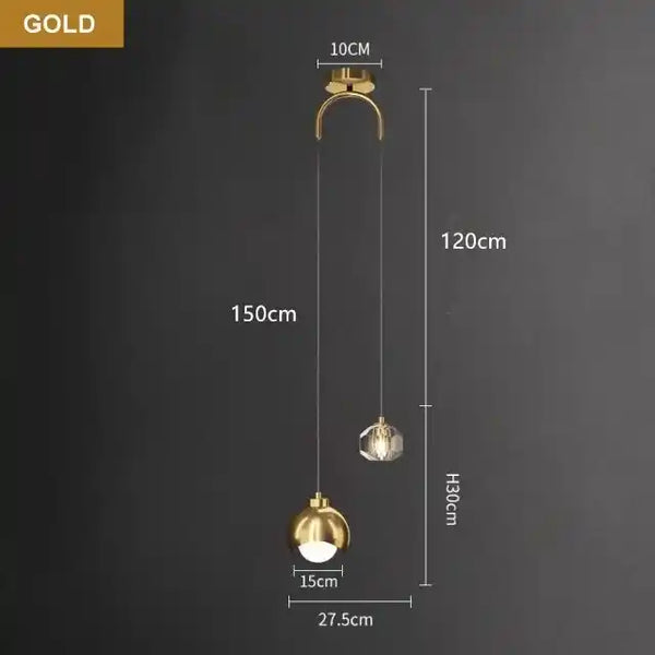 Zynella Gemini: Nordic Double-Head Crystal Pendant