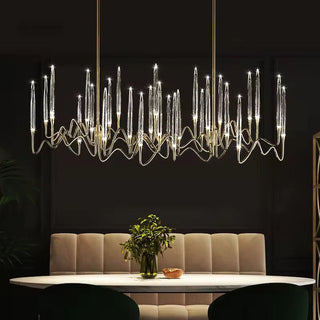 Zynella Crystal Candle Chandelier Modern  Ultra Slim LED Panel Lighting
