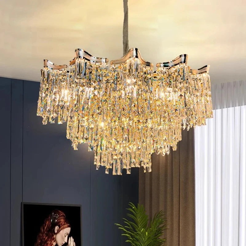 Zynella Elegant Crystal Pendant Light for Living & Dining Room