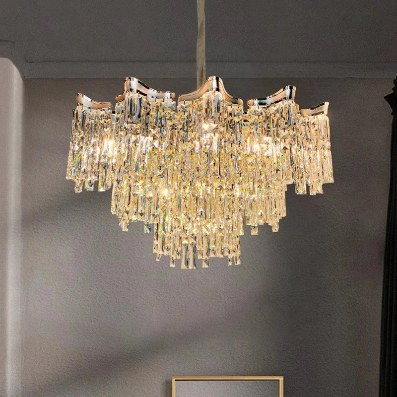 Zynella Elegant Crystal Pendant Light for Living & Dining Room