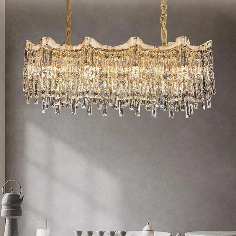 Zynella Elegant Crystal Pendant Light for Living & Dining Room