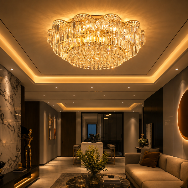 Zynella Luxury Crystal LED Chain Pendant Chandelier