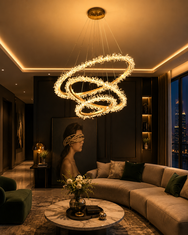 Zynella Luxury Crystal Ring Pendant Chandelier