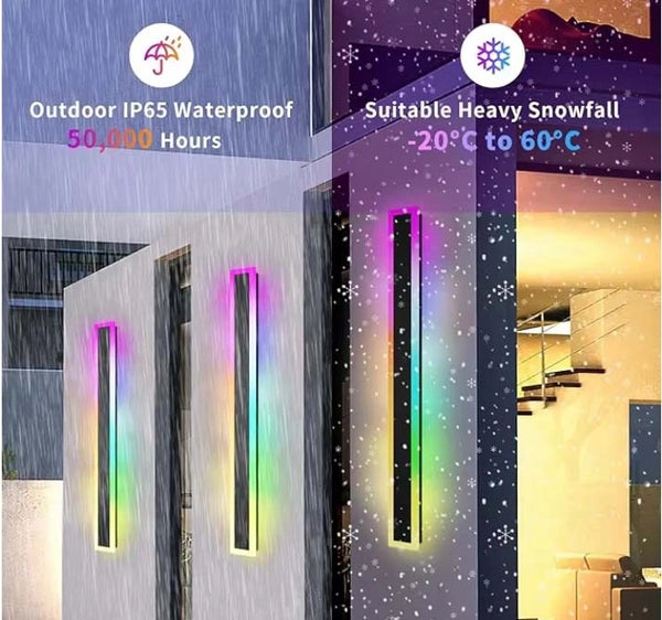 Zynella Chroma: Smart WiFi RGB Linear Outdoor Sconce (IP65 Waterproof)