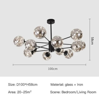 Magic Bean Glass Chandelier Modern  Vintage Brass Accent Lighting