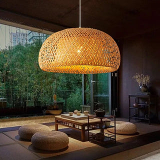 Bamboo basket Lampshade Modern  Chic Glass Globe Pendant