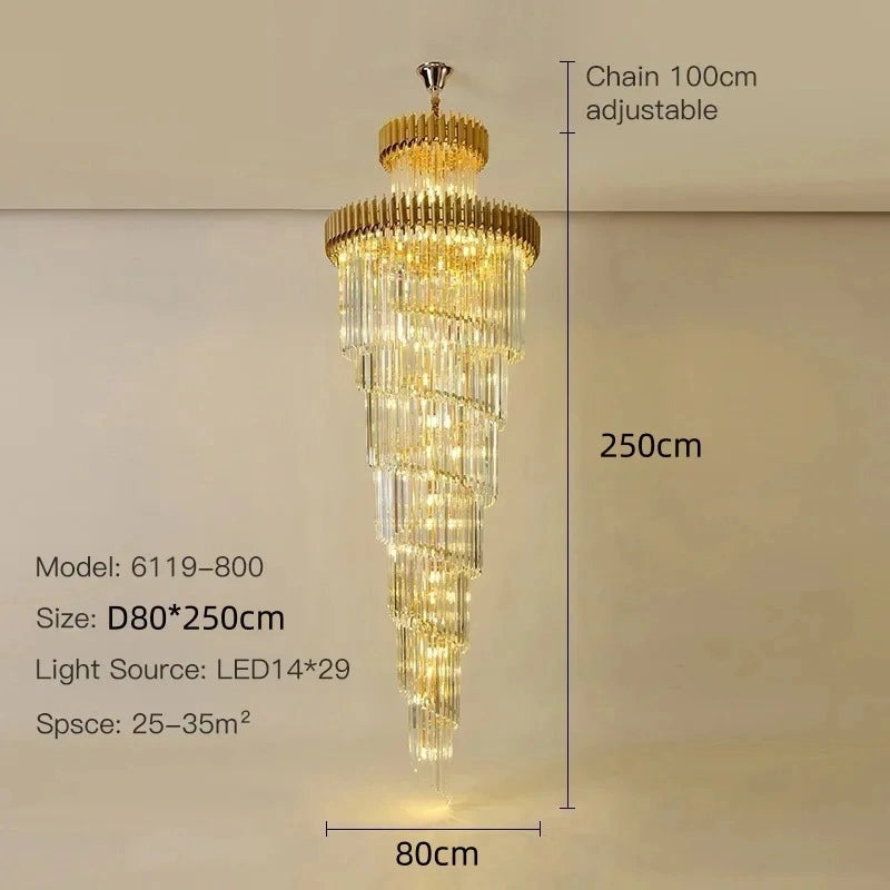 Zynella Black & Gold Luxury Crystal Pendant Chandelier