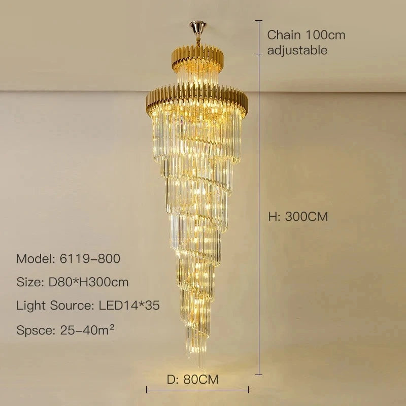 Zynella Black & Gold Luxury Crystal Pendant Chandelier