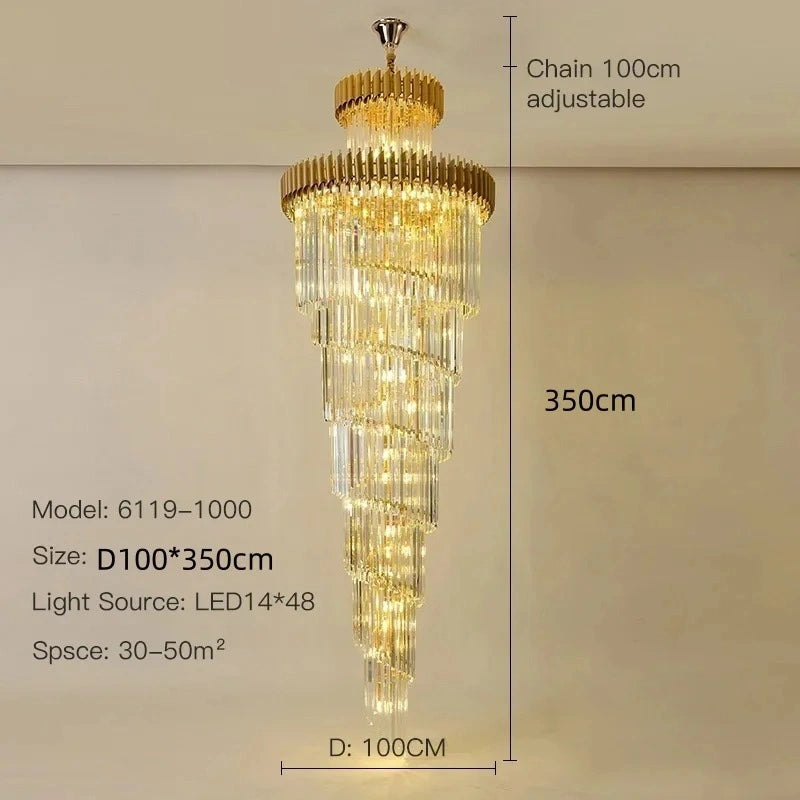 Zynella Black & Gold Luxury Crystal Pendant Chandelier