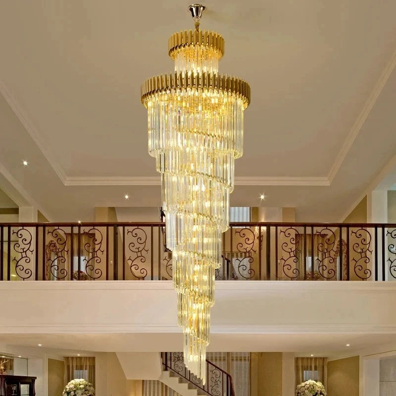 Zynella Black & Gold Luxury Crystal Pendant Chandelier