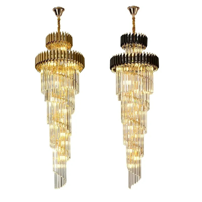 Zynella Black & Gold Luxury Crystal Pendant Chandelier