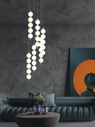 Vera Pearl Spiral Chandelier Opulent Modern  Sculptural Spiral LED Fixture