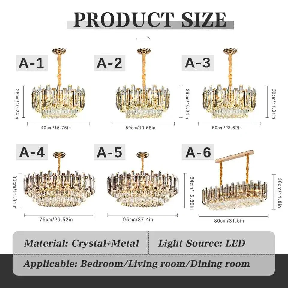 Zynella Modern Luxury Crystal Pendant Light for Living Room & Villa Hall