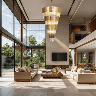 Golden Pisa Chandelier Modern  Ultra Slim LED Panel Lighting