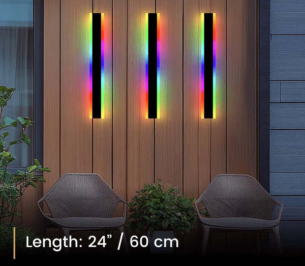 Zynella Chroma: Smart WiFi RGB Linear Outdoor Sconce (IP65 Waterproof)