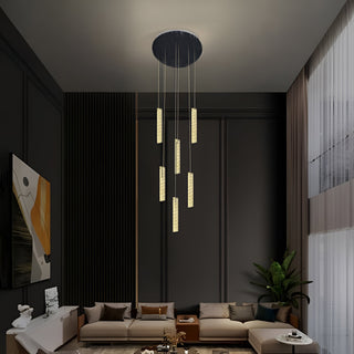 Oxford Crystal Chandelier Opulent Modern  Bohemian Rattan Woven Pendant