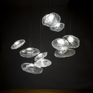 Golden Glow Cascade Glass Chandelier Modern  Ultra Slim LED Panel Lighting