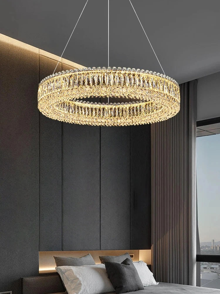 Zynella Modern K9 Crystal LED Chandelier – Luxury Flush Mount Ceiling Light