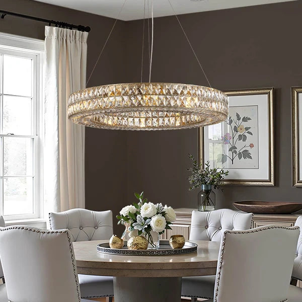 Zynella Modern K9 Crystal LED Chandelier – Luxury Flush Mount Ceiling Light