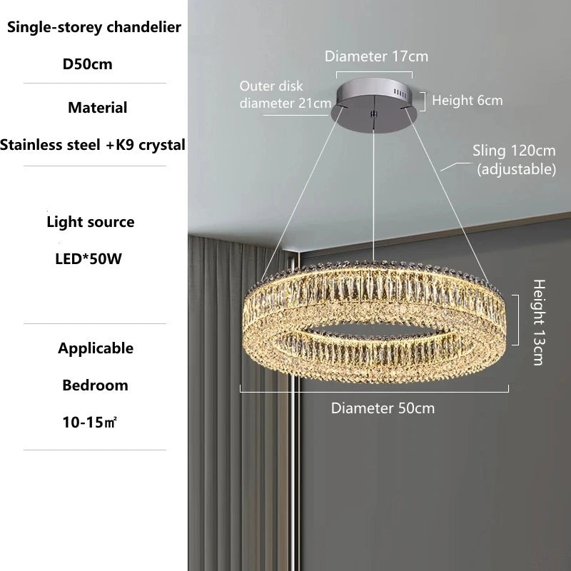Zynella Modern K9 Crystal LED Chandelier – Luxury Flush Mount Ceiling Light