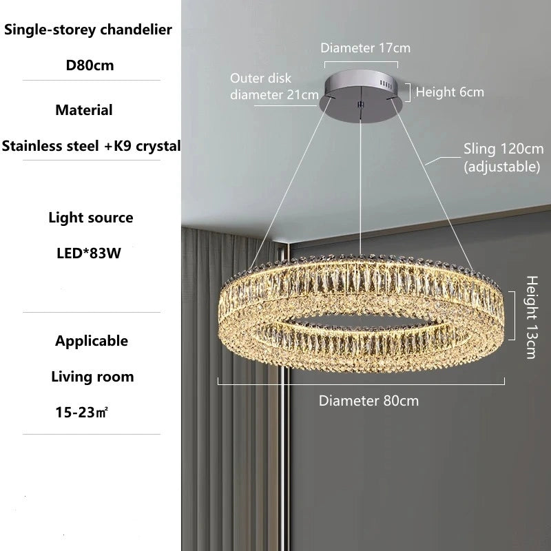Zynella Modern K9 Crystal LED Chandelier – Luxury Flush Mount Ceiling Light