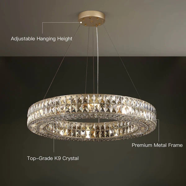 Zynella Modern K9 Crystal LED Chandelier – Luxury Flush Mount Ceiling Light