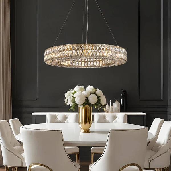 Zynella Modern K9 Crystal LED Chandelier – Luxury Flush Mount Ceiling Light
