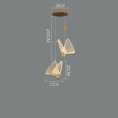 Zynella Modern Butterfly Pendant Light – Minimalist LED Bedside Hanging Lamp