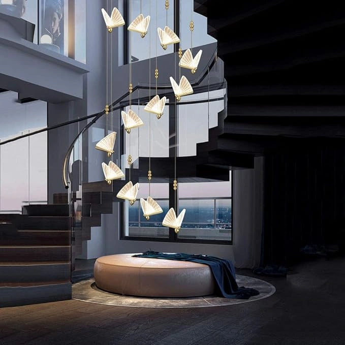 Zynella Modern Butterfly Pendant Light – Minimalist LED Bedside Hanging Lamp