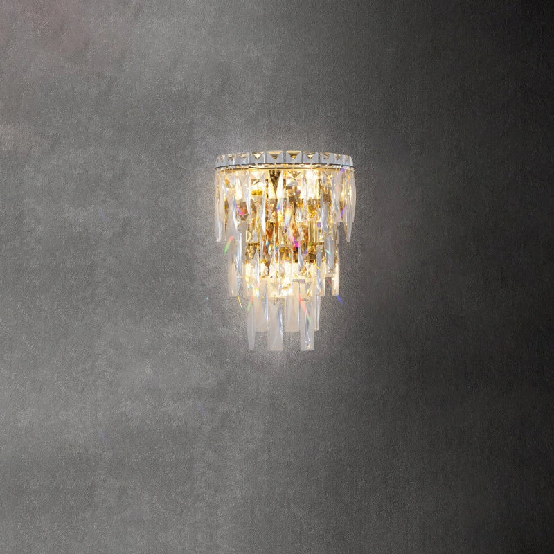 Zynella Modern Double Layer Crystal Wall Lamp – Luxury Gold/Silver Bedside Sconce