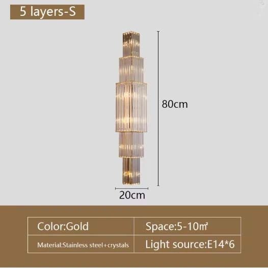 Opulent Pillar Crystal Wall Lamp