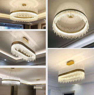Zynella Crystal Halo Pendant Modern  Classic Drum Shade Ceiling Light