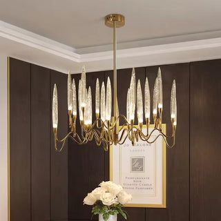 Zynella Crystal Candle Chandelier Modern  Ultra Slim LED Panel Lighting