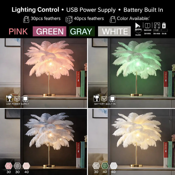 Luxury LED Feather Lamp