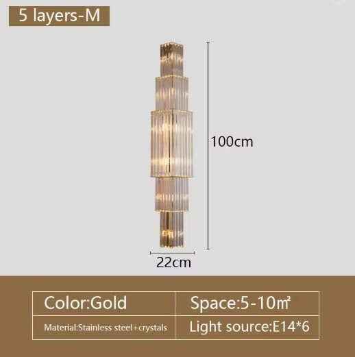 Opulent Pillar Crystal Wall Lamp