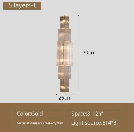 Opulent Pillar Crystal Wall Lamp