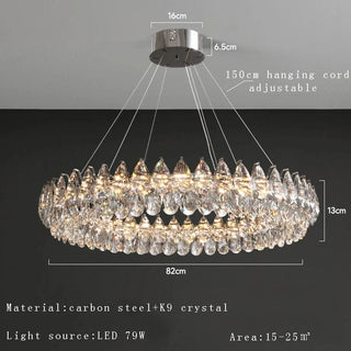 Celestial Glow K9 Crystal Chandelier Modern  Classic Drum Shade Ceiling Light