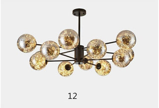 Magic Bean Glass Chandelier Modern  Vintage Brass Accent Lighting