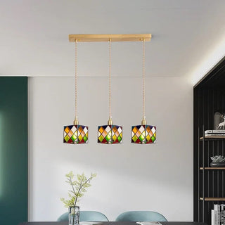 Rubik Cube Glass Pendant Modern  Luxury Gold Frame Light Fitting
