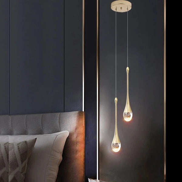Water Drop Crystal Pendant Refined Modern  Sculptural Spiral LED Fixture